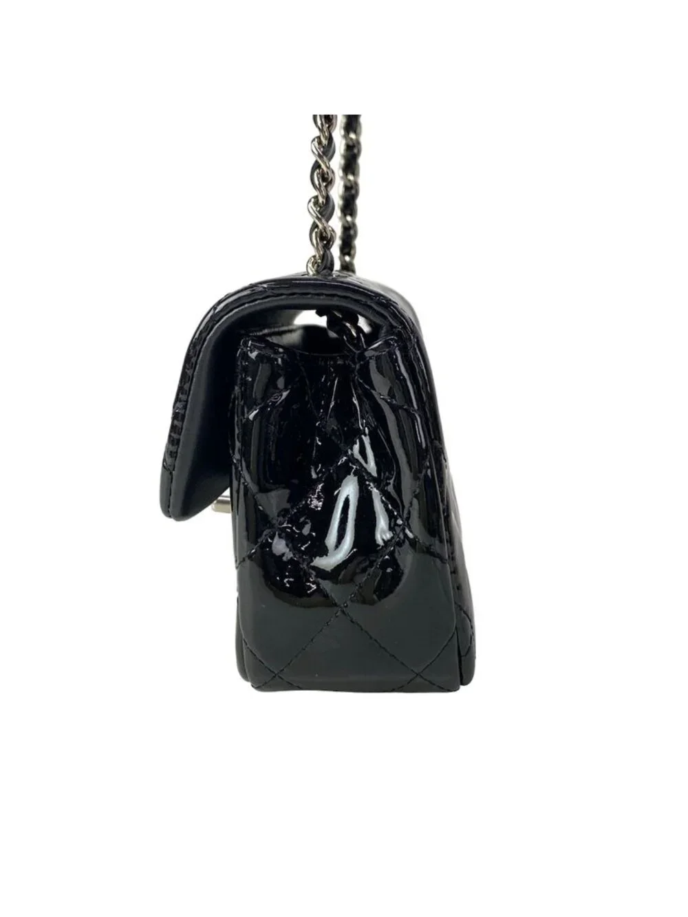 Chanel Shoulder Bag Extra Mini Quilted Black Chain Silver Leather